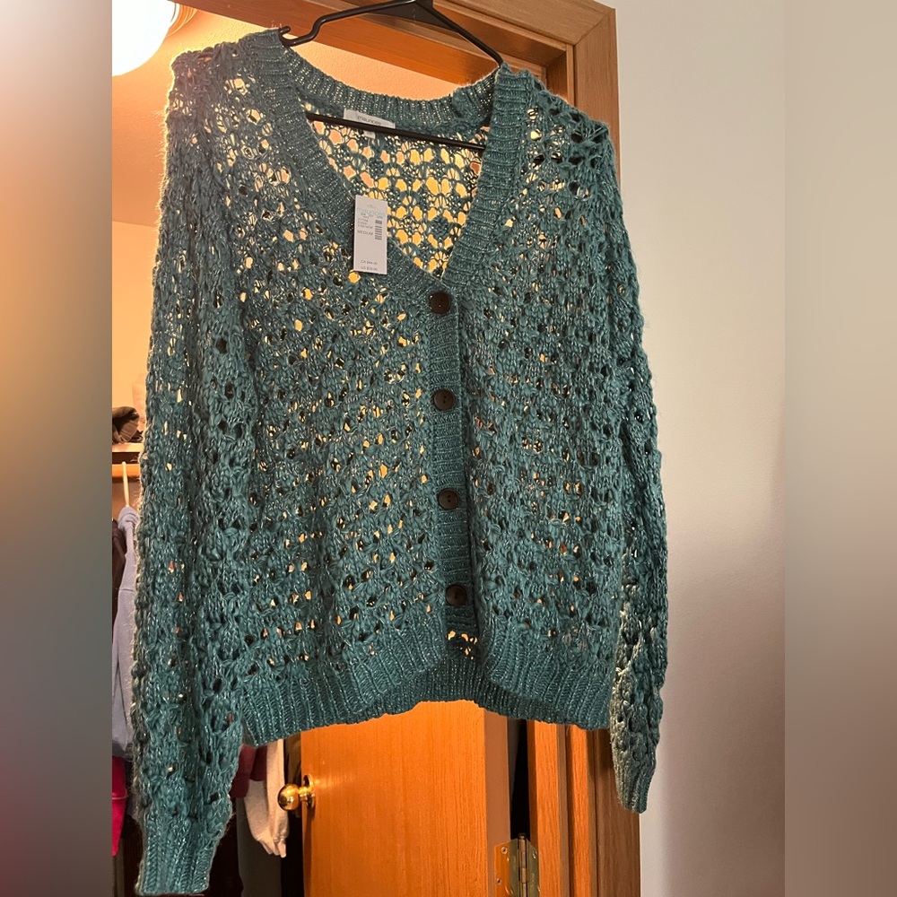 Maurices Teal Open-Knit Cardigan